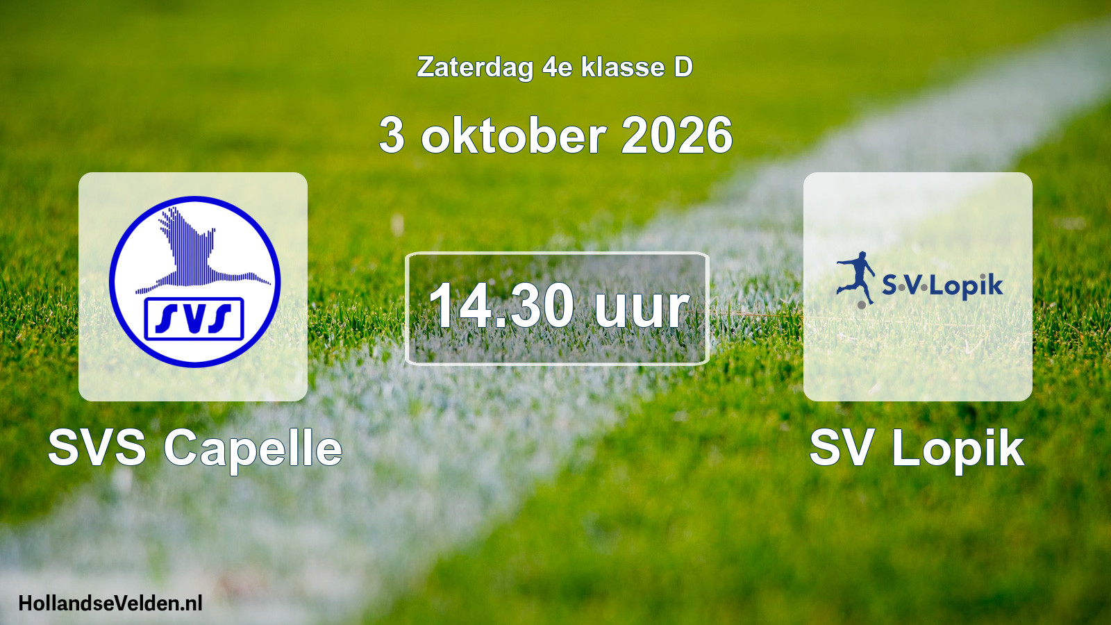 Geplande wedstrijd: SVS Capelle - SV Lopik (3 oktober 2026)
