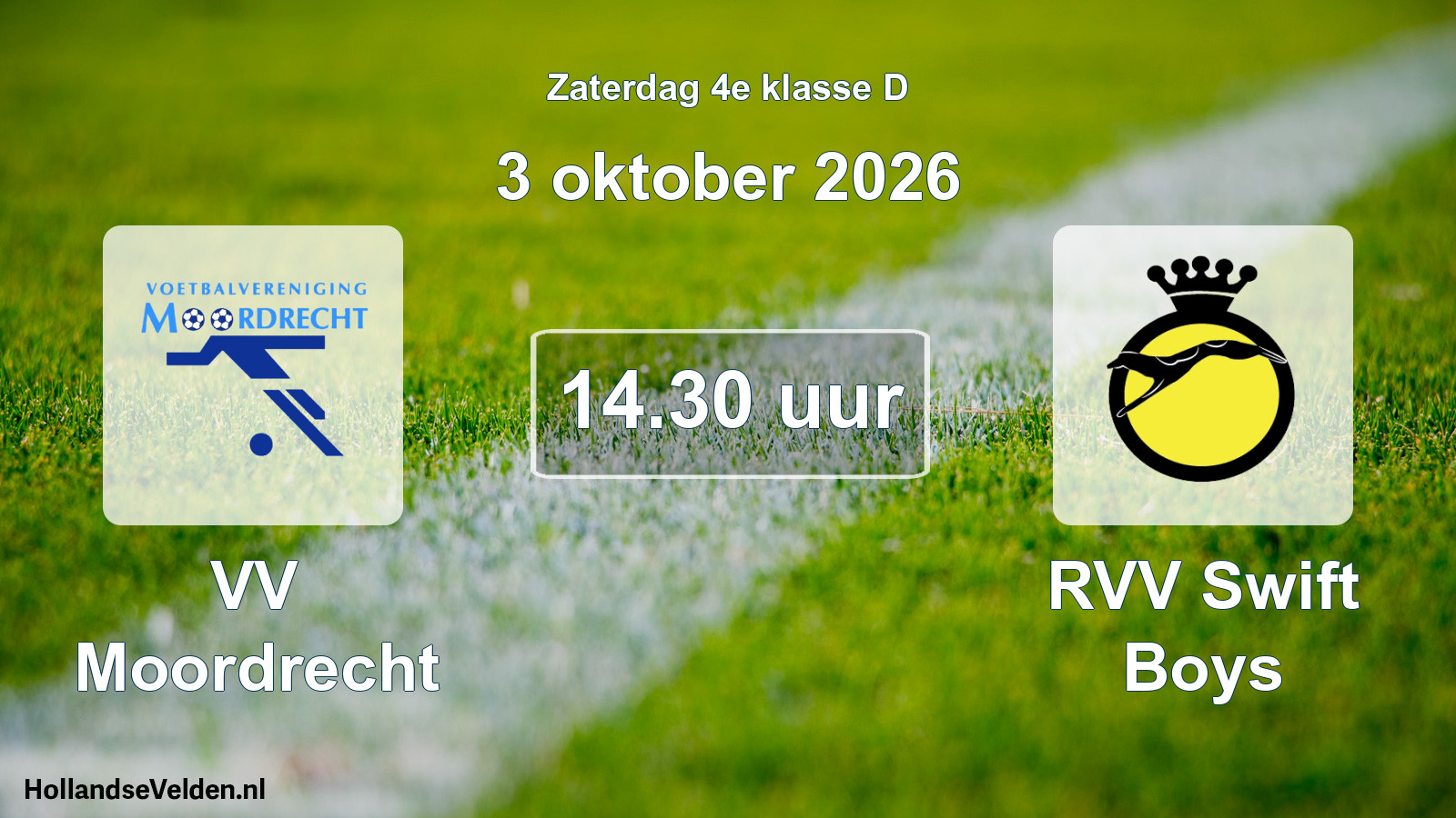 Geplande wedstrijd: VV Moordrecht - RVV Swift Boys (3 oktober 2026)