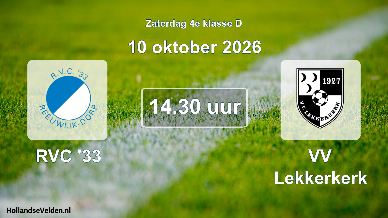 Geplande wedstrijd: RVC '33 - VV Lekkerkerk (10 oktober 2026)