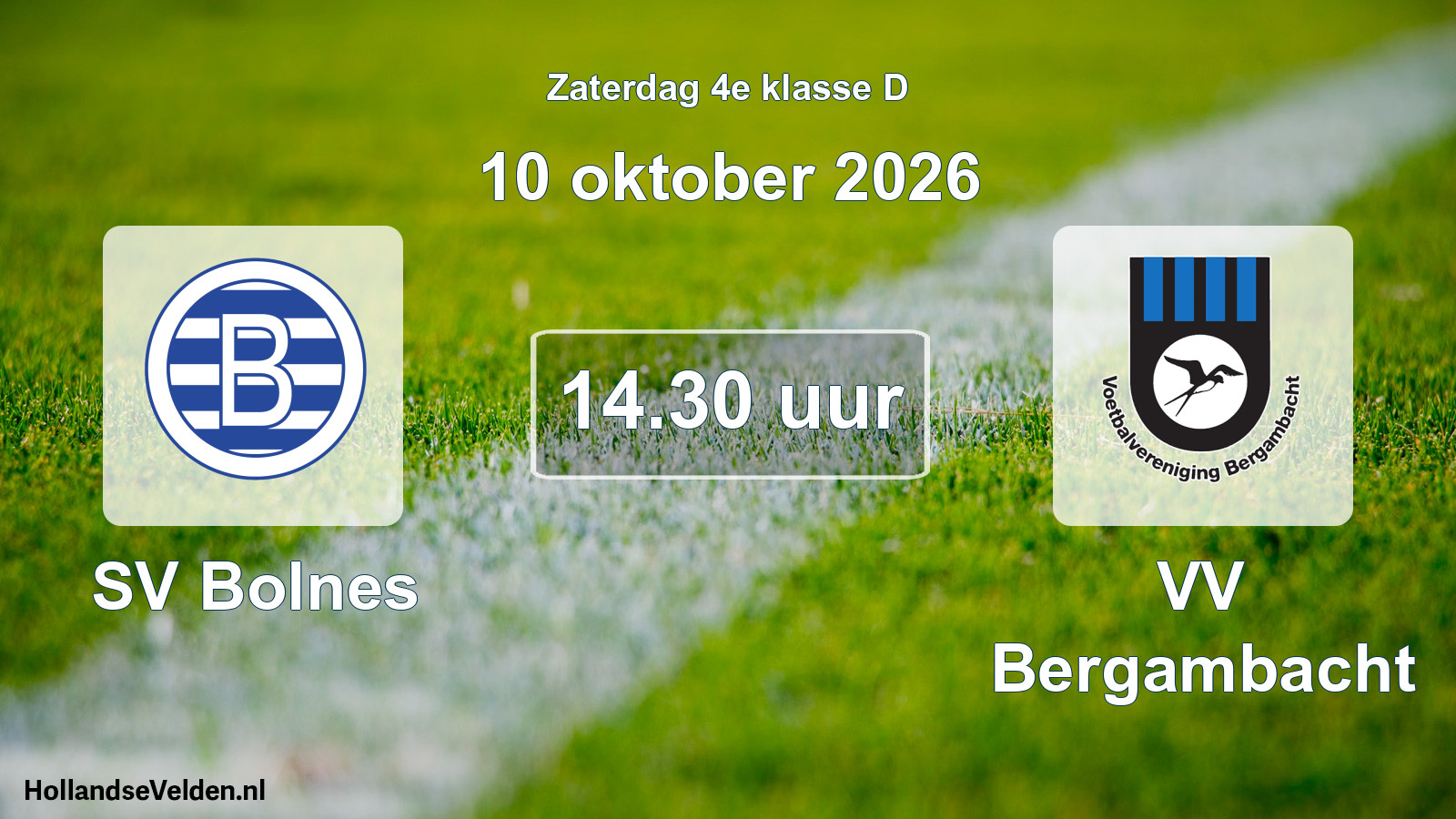 Geplande wedstrijd: SV Bolnes - VV Bergambacht (10 oktober 2026)