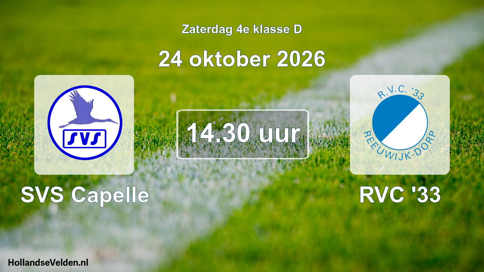 Geplande wedstrijd: SVS Capelle - RVC '33 (24 oktober 2026)