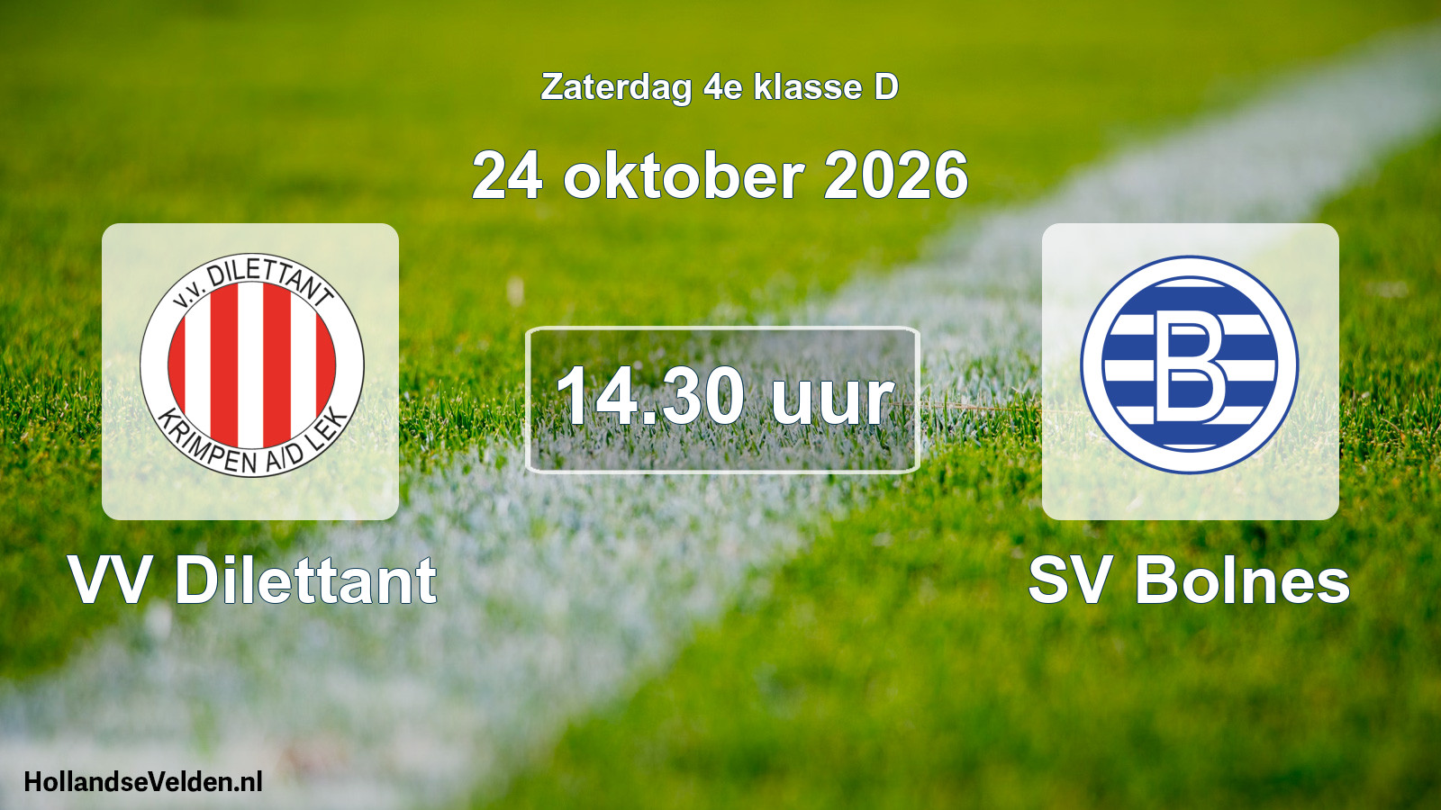 Geplande wedstrijd: VV Dilettant - SV Bolnes (24 oktober 2026)