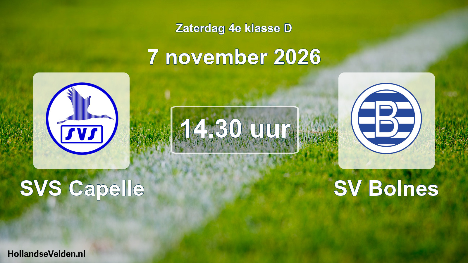 Geplande wedstrijd: SVS Capelle - SV Bolnes (7 november 2026)