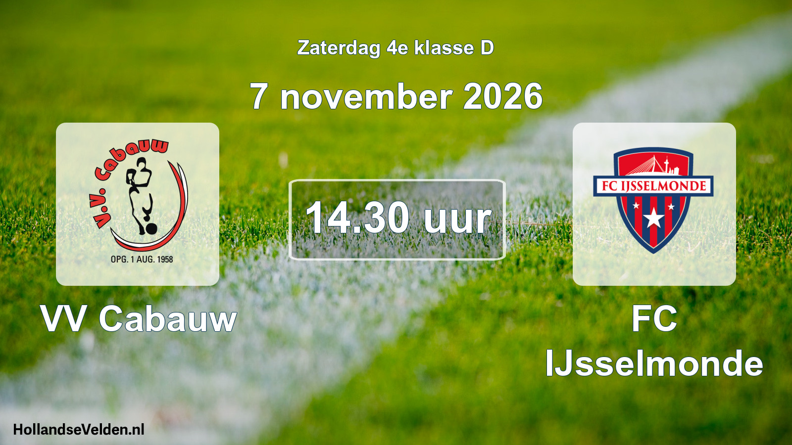 Geplande wedstrijd: VV Cabauw - FC IJsselmonde (7 november 2026)