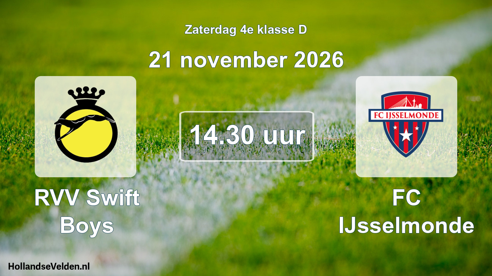 Geplande wedstrijd: RVV Swift Boys - FC IJsselmonde (21 november 2026)