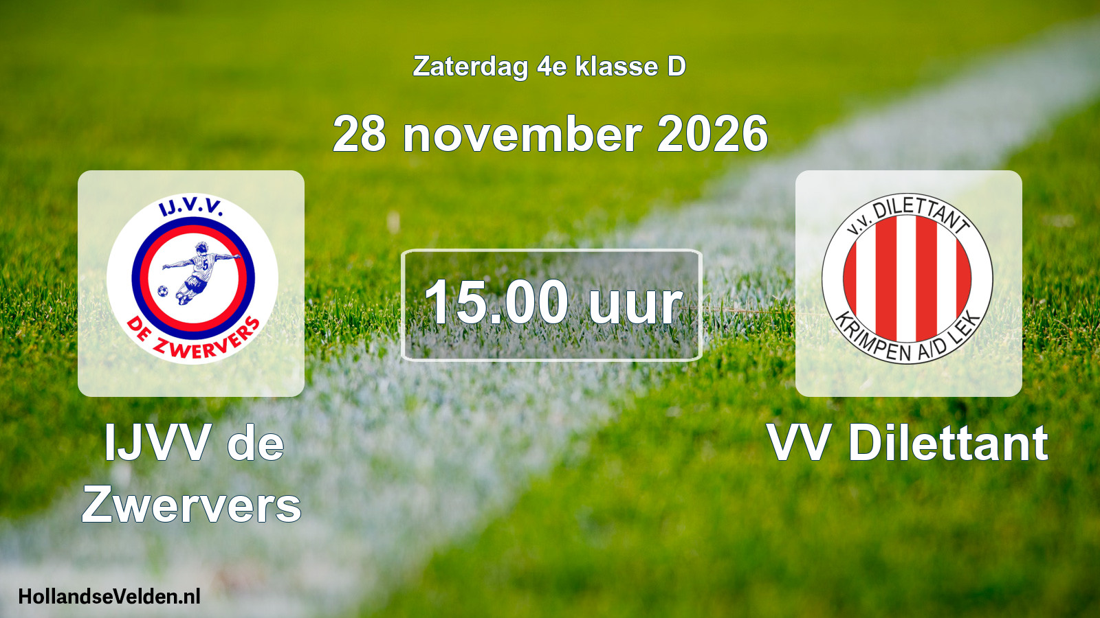 Geplande wedstrijd: IJVV de Zwervers - VV Dilettant (28 november 2026)
