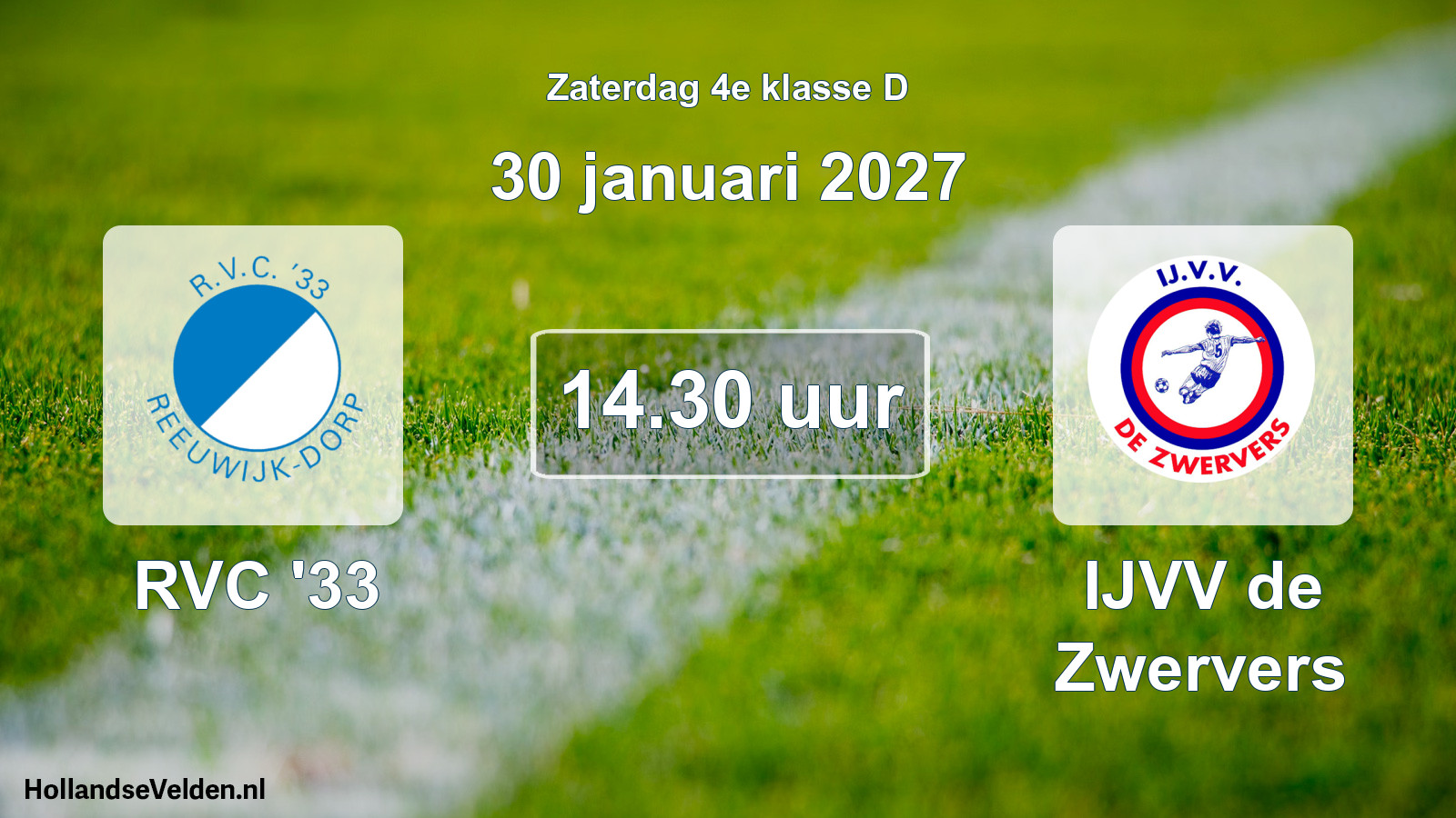 Geplande wedstrijd: RVC '33 - IJVV de Zwervers (30 januari 2027)