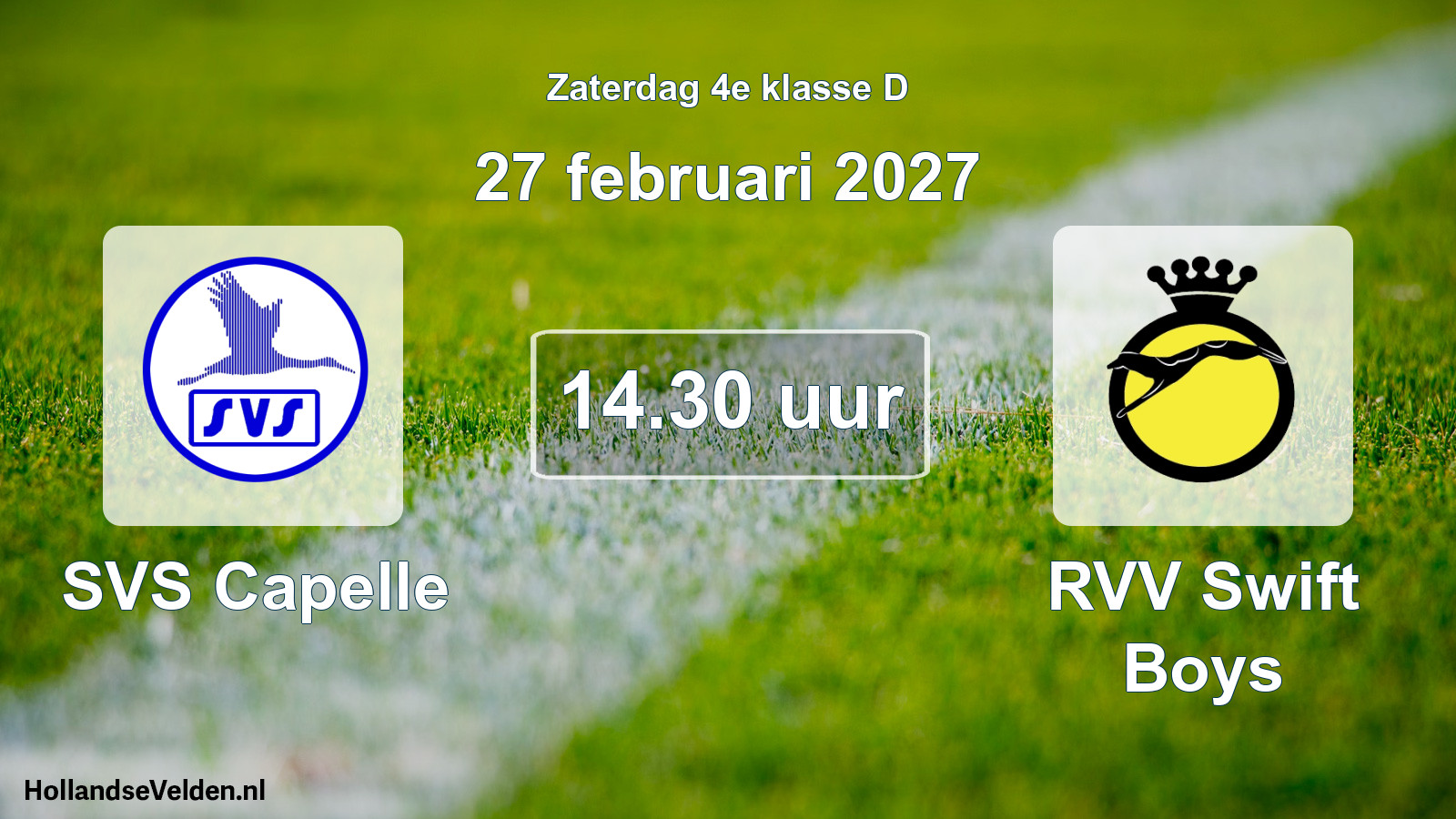 Geplande wedstrijd: SVS Capelle - RVV Swift Boys (27 februari 2027)