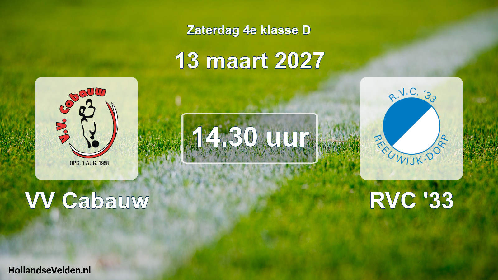 Geplande wedstrijd: VV Cabauw - RVC '33 (13 maart 2027)