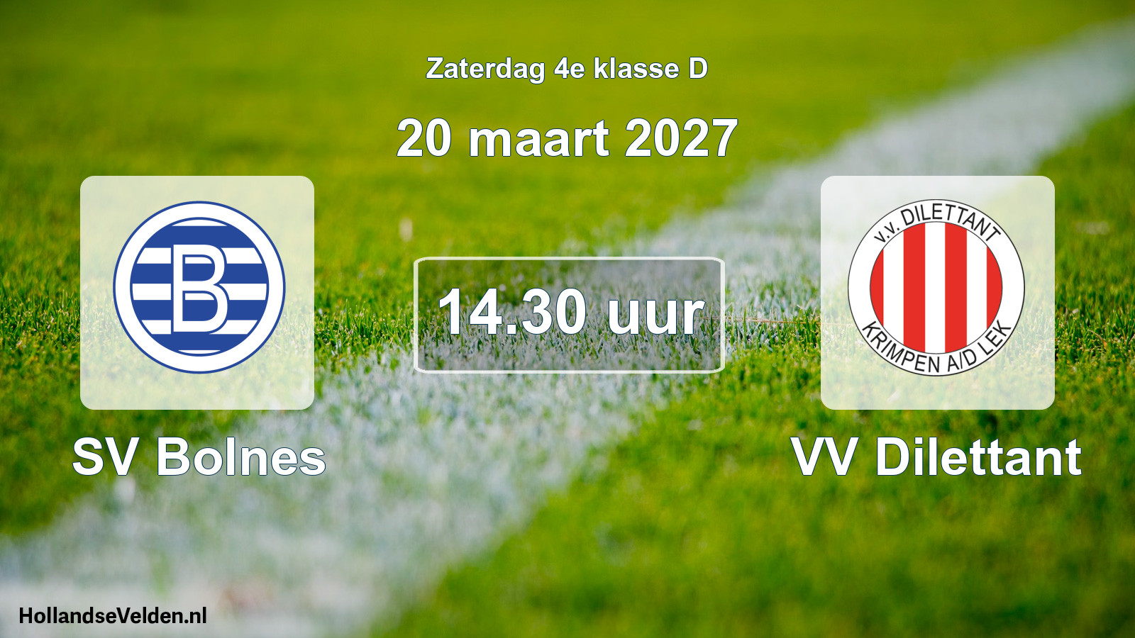 Geplande wedstrijd: SV Bolnes - VV Dilettant (20 maart 2027)