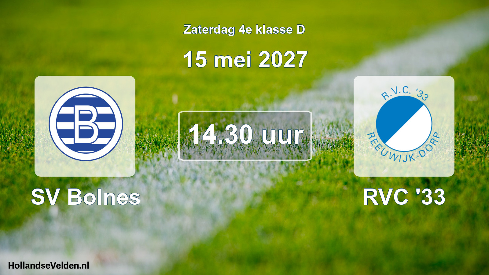Geplande wedstrijd: SV Bolnes - RVC '33 (15 mei 2027)