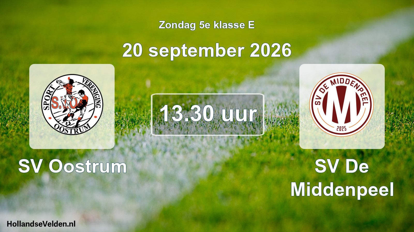 Geplande wedstrijd: SV Oostrum - SV De Middenpeel (20 september 2026)