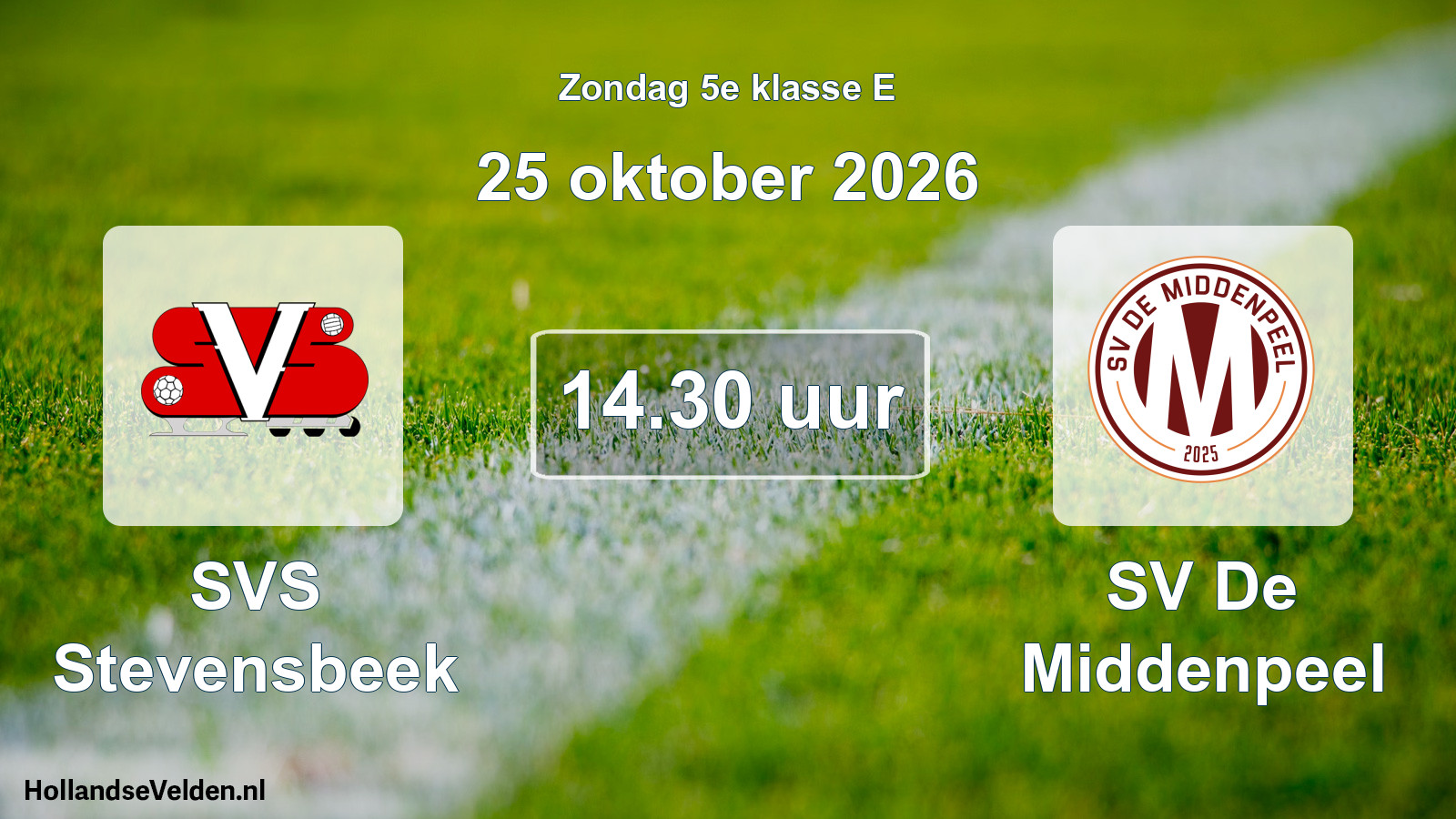 Geplande wedstrijd: SVS Stevensbeek - SV De Middenpeel (25 oktober 2026)