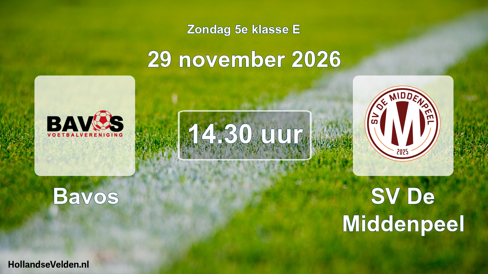 Geplande wedstrijd: Bavos - SV De Middenpeel (29 november 2026)