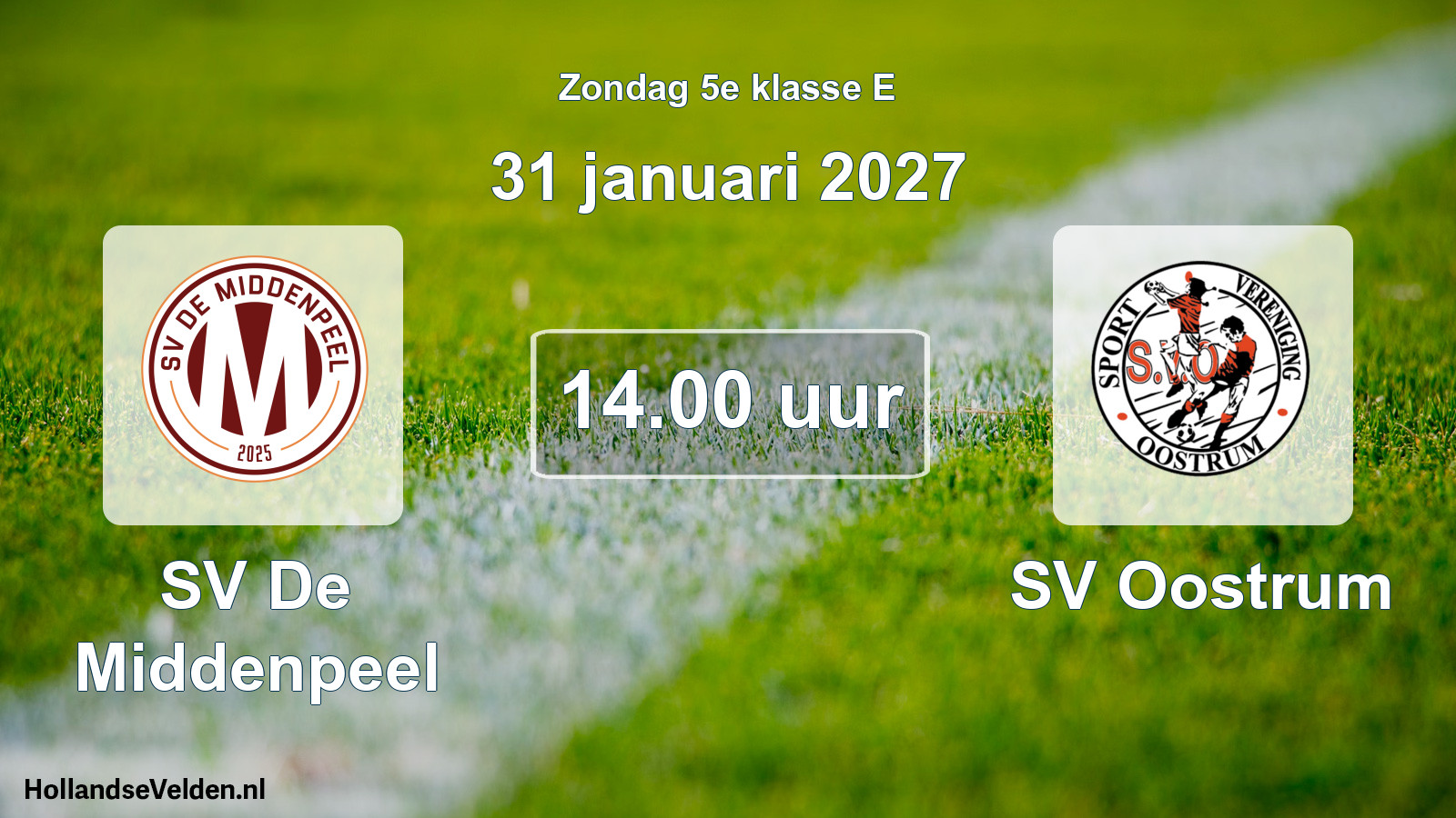 Scheduled Match: SV De Middenpeel - SV Oostrum (31 January 2027)