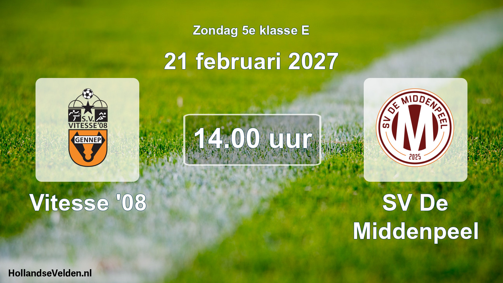 Geplande wedstrijd: Vitesse '08 - SV De Middenpeel (21 februari 2027)