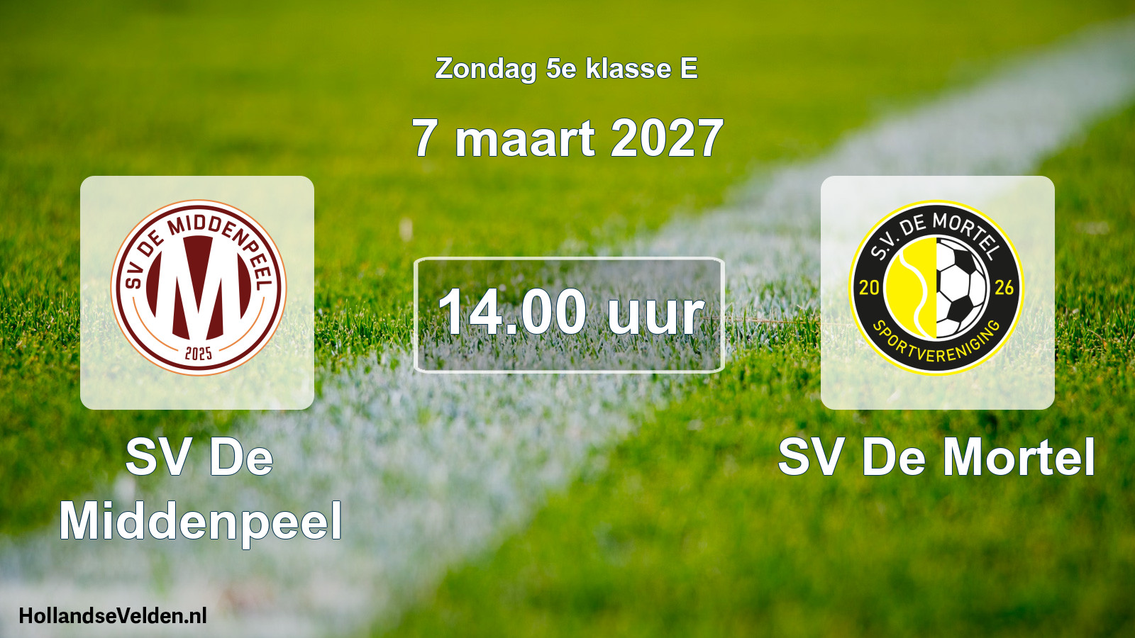 Geplande wedstrijd: SV De Middenpeel - SV De Mortel (7 maart 2027)
