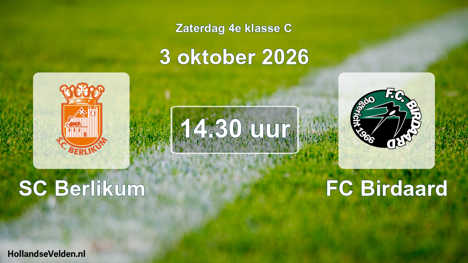 Geplande wedstrijd: SC Berlikum - FC Birdaard (3 oktober 2026)