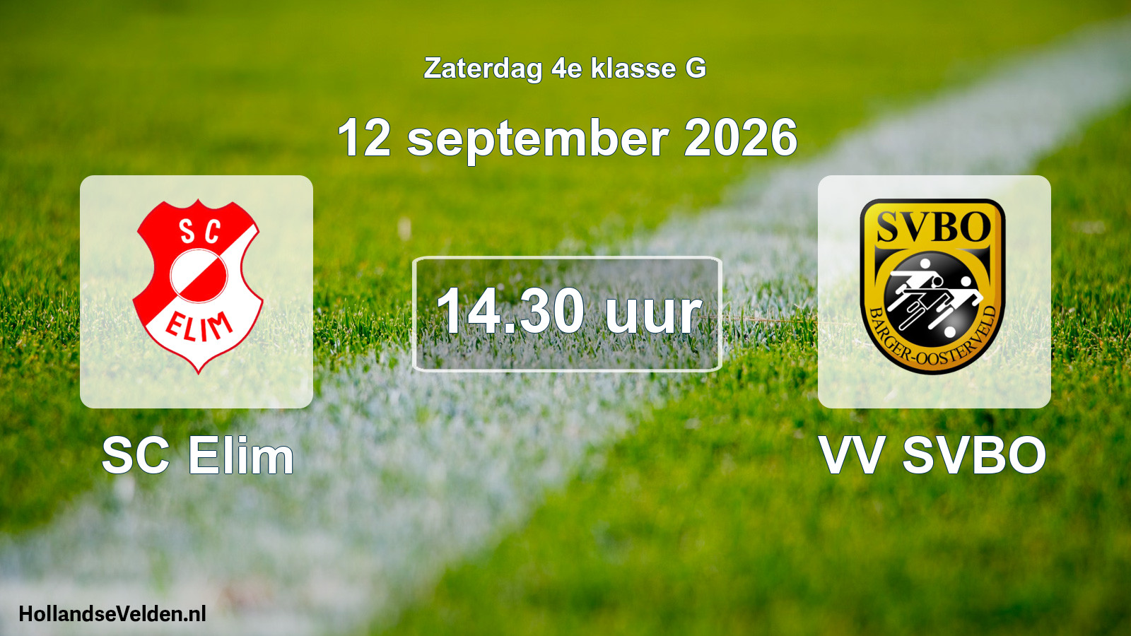 Geplande wedstrijd: SC Elim - VV SVBO (12 september 2026)