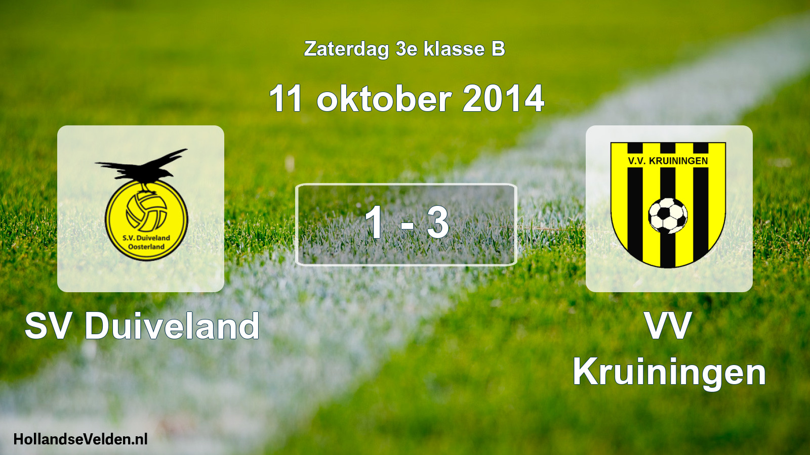 Total number of matches played: SV Duiveland - VV Kruiningen 1 - 3 (11 October 2014)