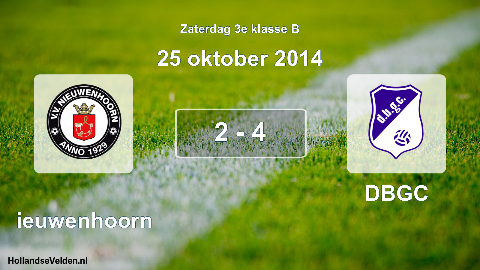 Total number of matches played: Nieuwenhoorn - DBGC 2 - 4 (25 October 2014)