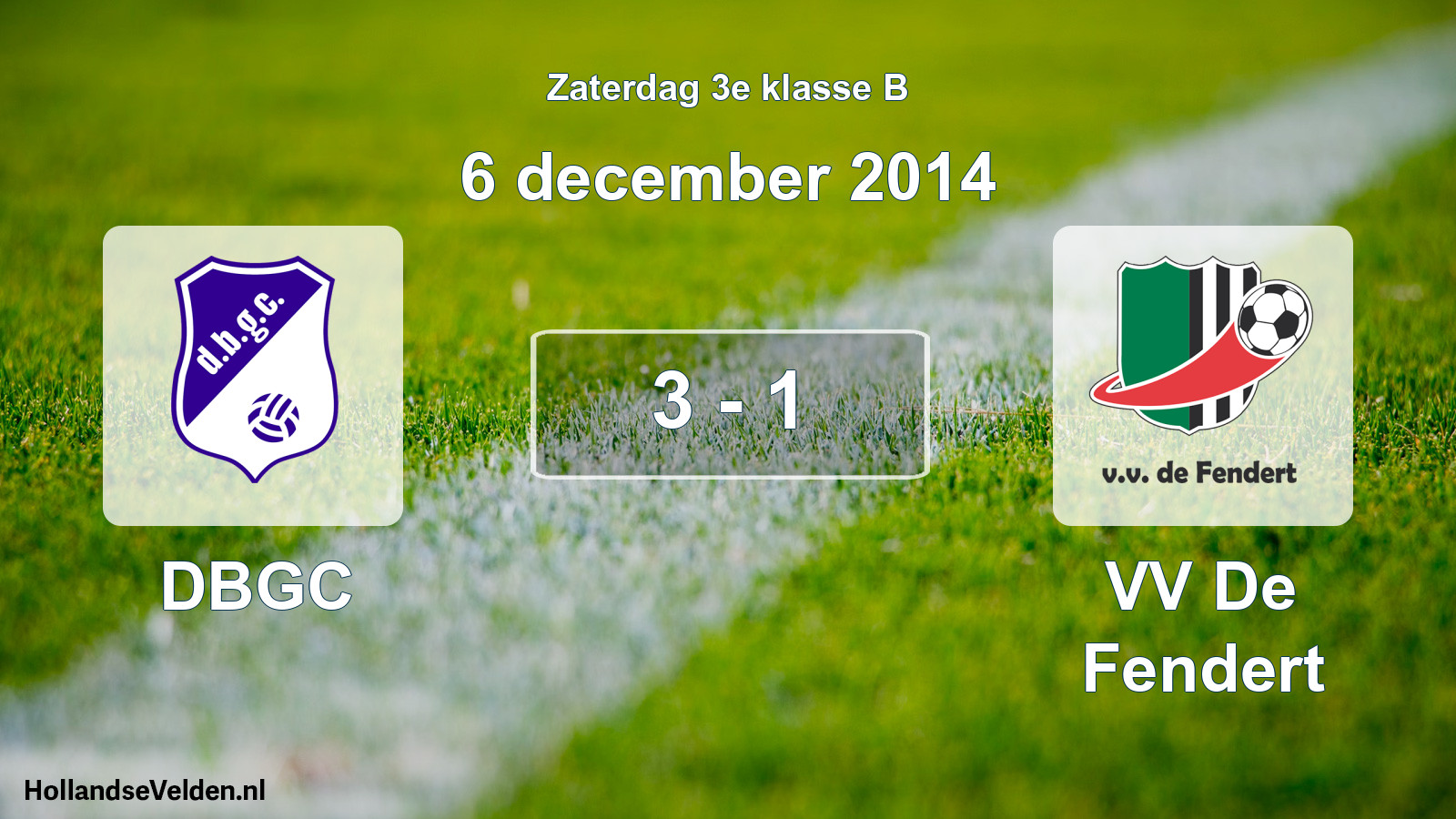 Total number of matches played: DBGC - VV De Fendert 3 - 1 (6 December 2014)