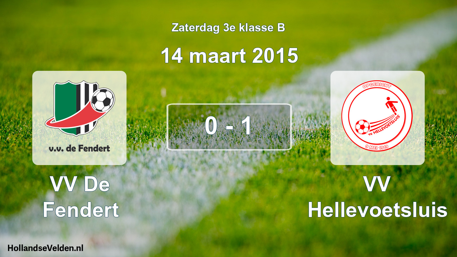 Total number of matches played: VV De Fendert - VV Hellevoetsluis 0 - 1 (14 March 2015)