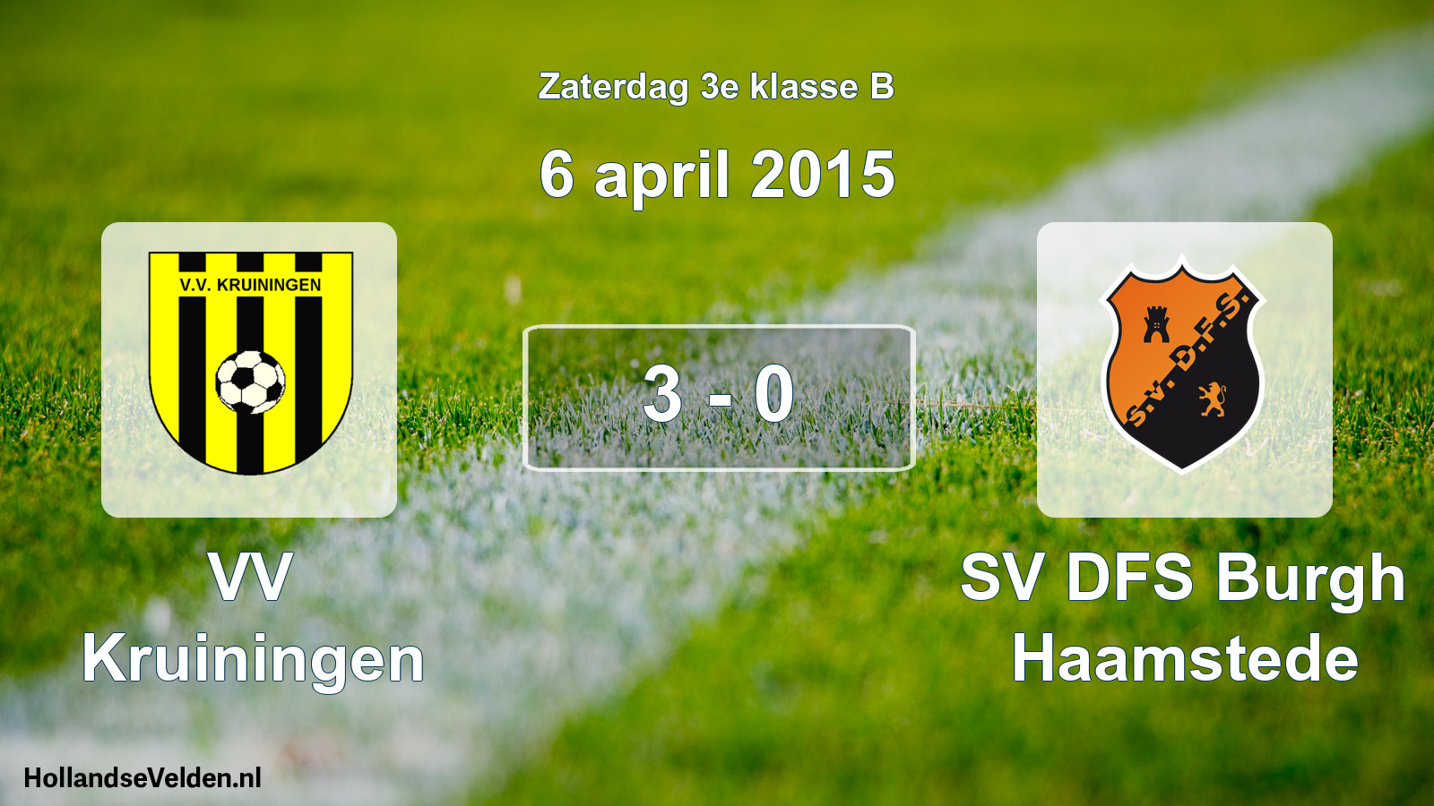 Total number of matches played: VV Kruiningen - SV DFS Burgh Haamstede 3 - 0 (6 April 2015)