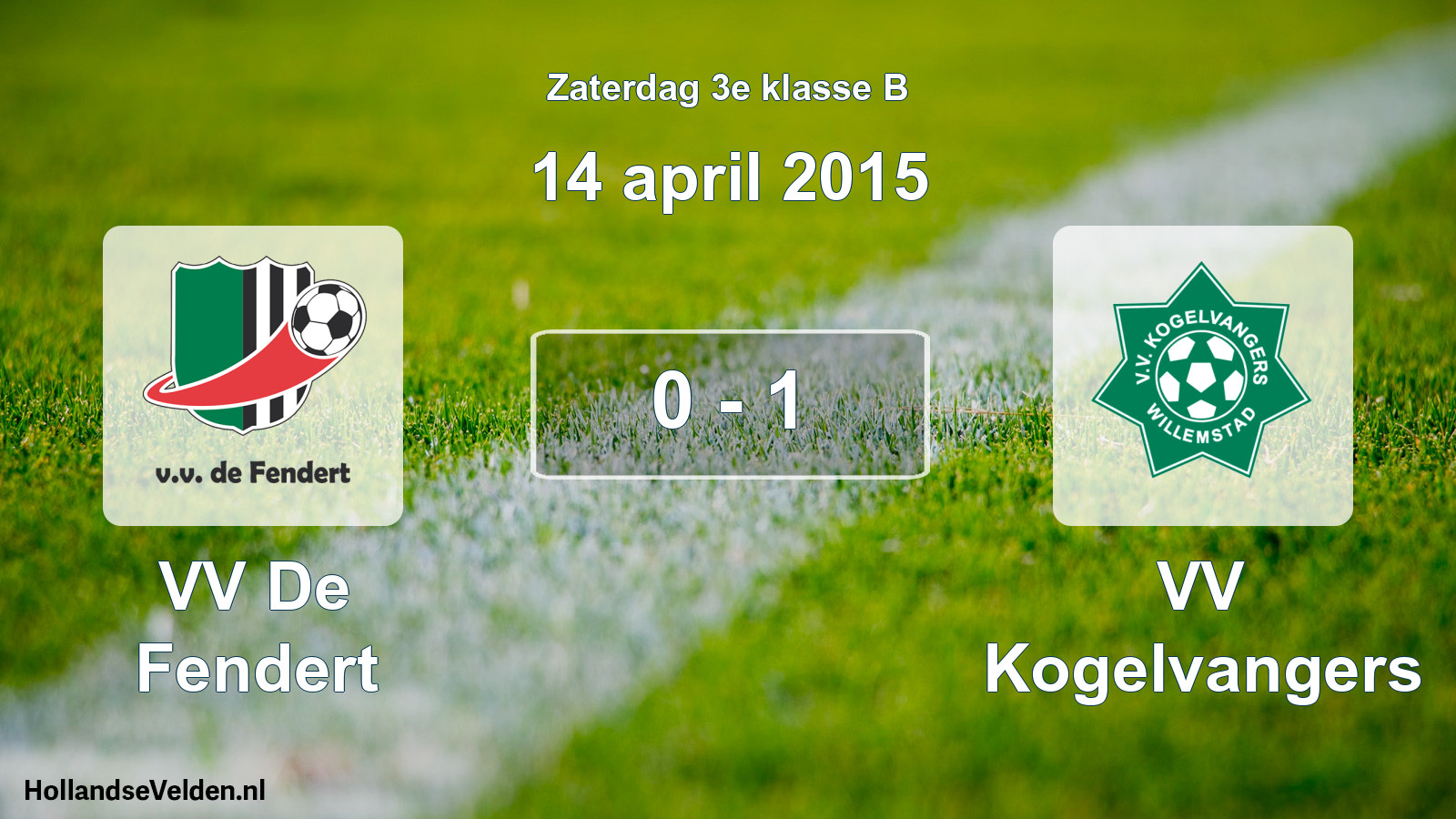 Total number of matches played: VV De Fendert - VV Kogelvangers 0 - 1 (14 April 2015)