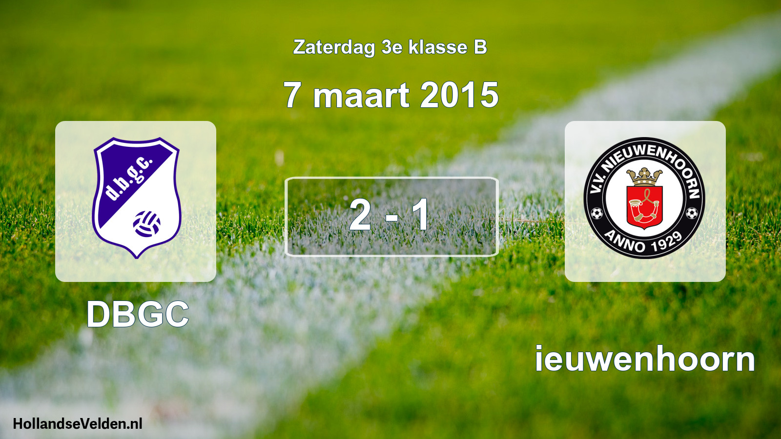 Total number of matches played: DBGC - Nieuwenhoorn 2 - 1 (7 March 2015)