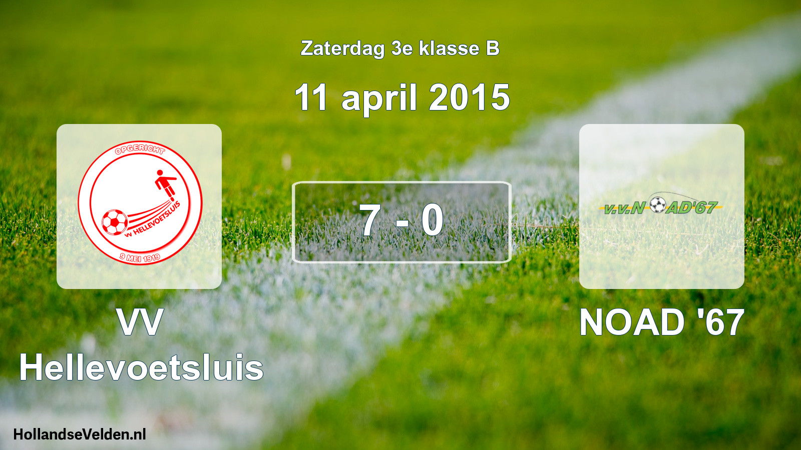 Total number of matches played: VV Hellevoetsluis - NOAD '67 7 - 0 (11 April 2015)