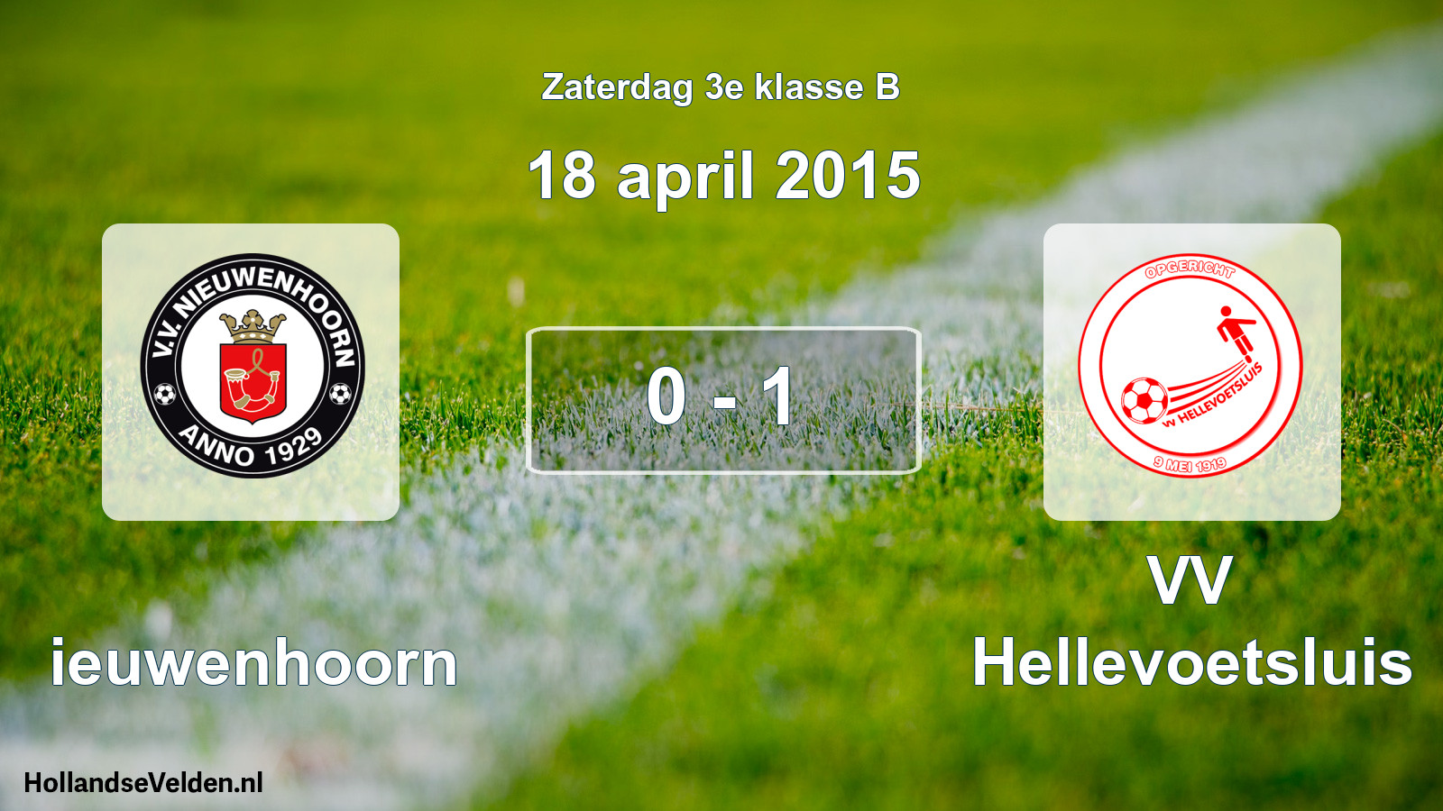 Total number of matches played: Nieuwenhoorn - VV Hellevoetsluis 0 - 1 (18 April 2015)