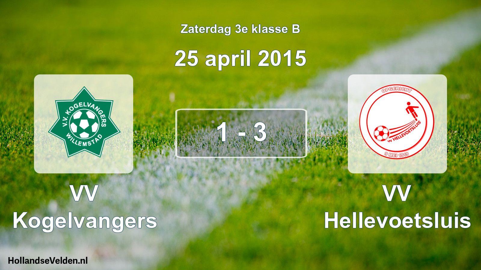 Total number of matches played: VV Kogelvangers - VV Hellevoetsluis 1 - 3 (25 April 2015)