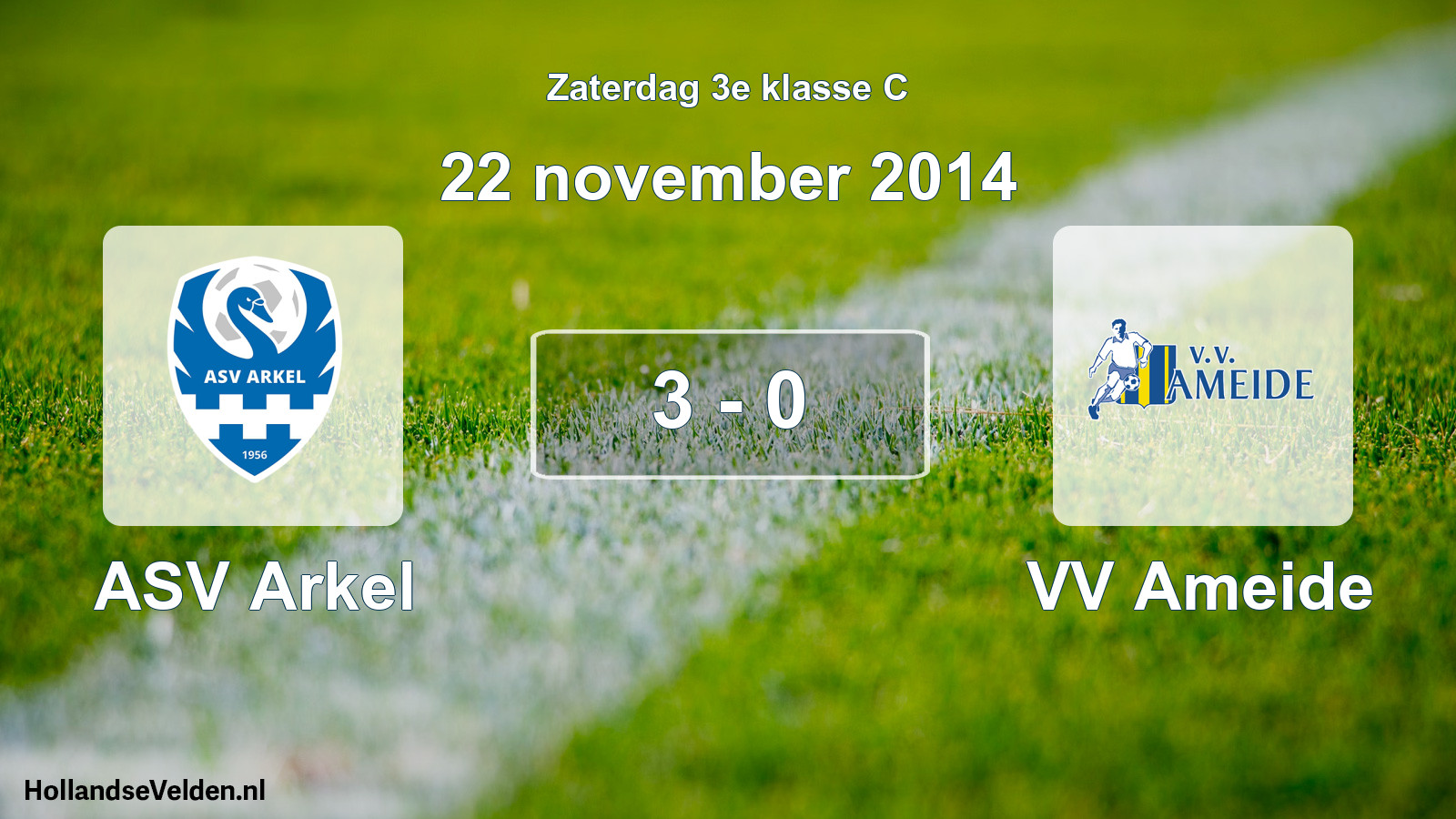 Total number of matches played: ASV Arkel - VV Ameide 3 - 0 (22 November 2014)