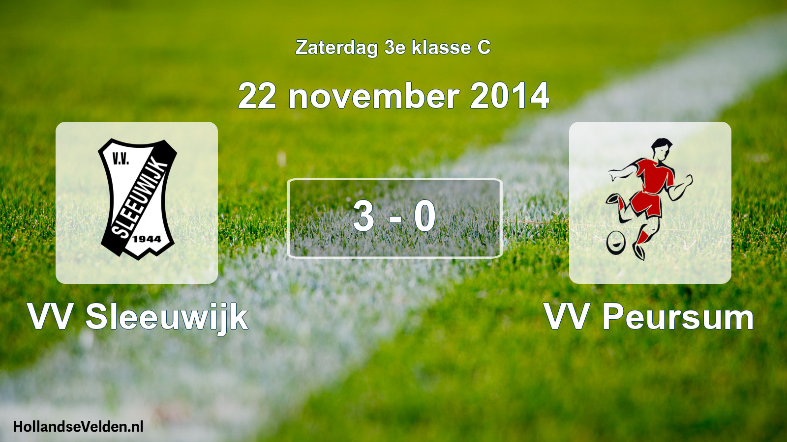 Total number of matches played: VV Sleeuwijk - VV Peursum 3 - 0 (22 November 2014)
