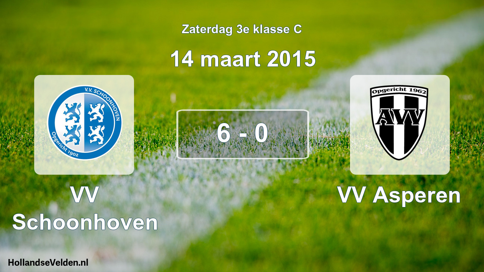 Total number of matches played: VV Schoonhoven - VV Asperen 6 - 0 (14 March 2015)
