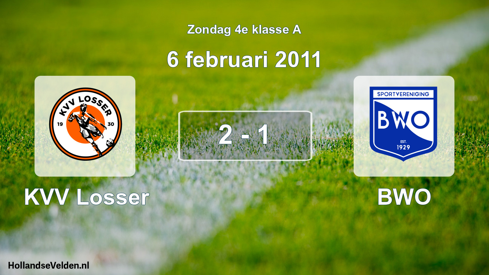 Total number of matches played: KVV Losser - BWO 2 - 1 (6 February 2011)