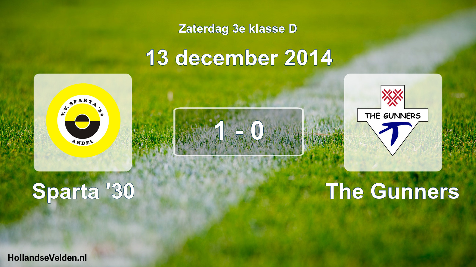 Total number of matches played: Sparta '30 - The Gunners 1 - 0 (13 December 2014)