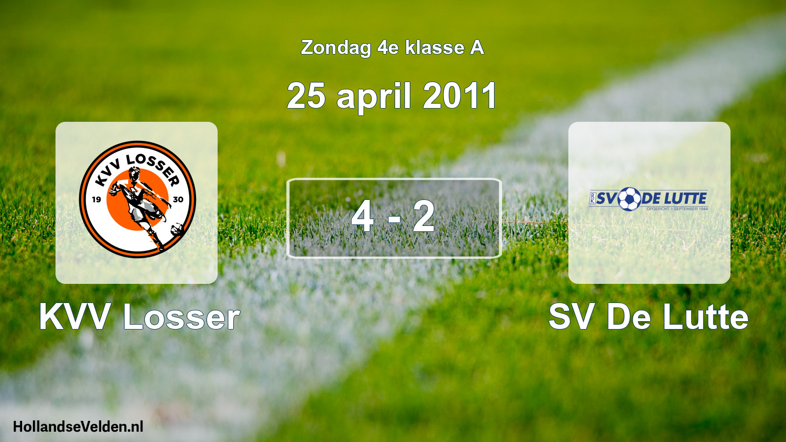 Total number of matches played: KVV Losser - SV De Lutte 4 - 2 (25 April 2011)