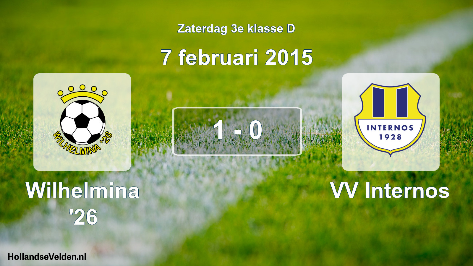 Total number of matches played: Wilhelmina '26 - VV Internos 1 - 0 (7 February 2015)