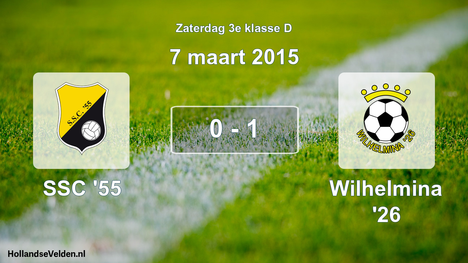 Total number of matches played: SSC '55 - Wilhelmina '26 0 - 1 (7 March 2015)