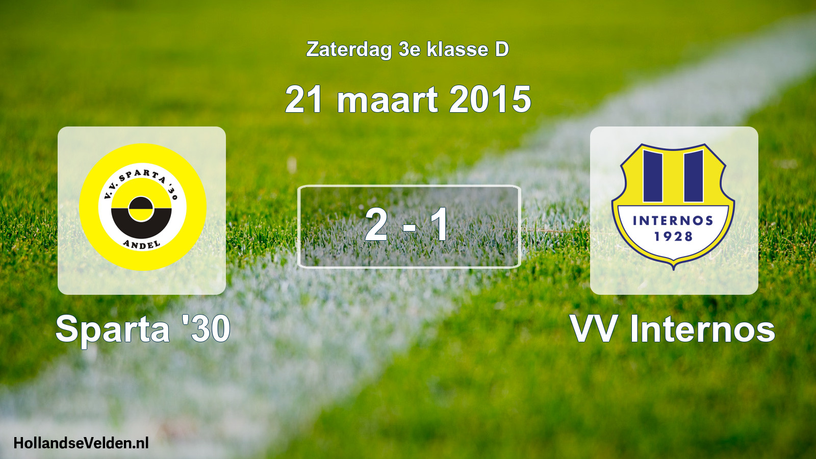 Total number of matches played: Sparta '30 - VV Internos 2 - 1 (21 March 2015)