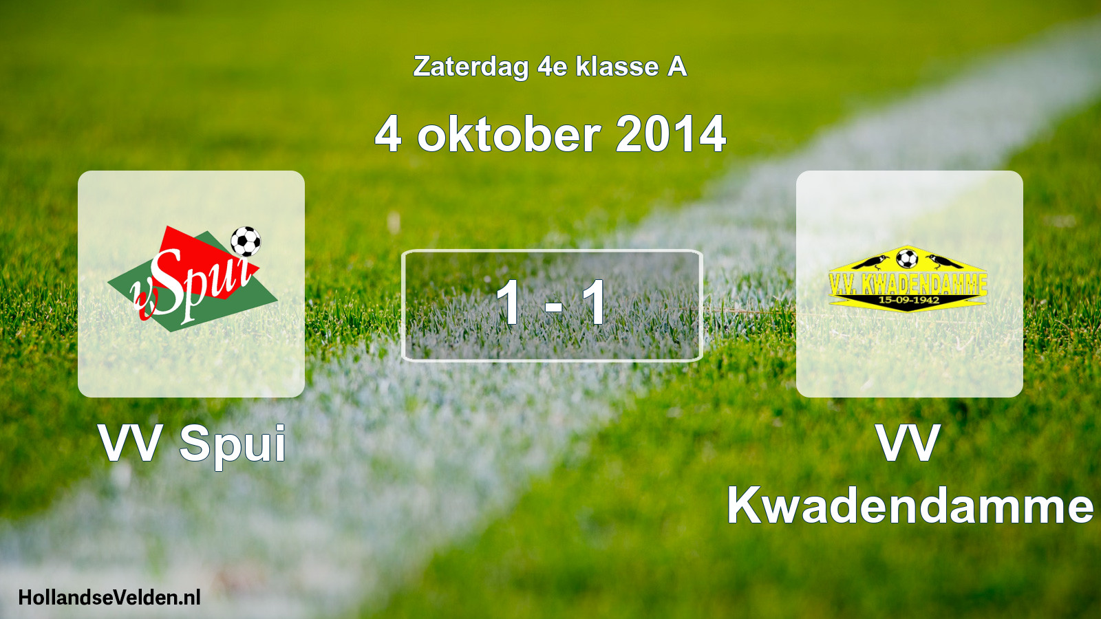 Total number of matches played: VV Spui - VV Kwadendamme 1 - 1 (4 October 2014)
