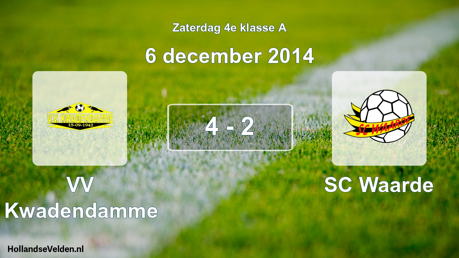 Total number of matches played: VV Kwadendamme - SC Waarde 4 - 2 (6 December 2014)