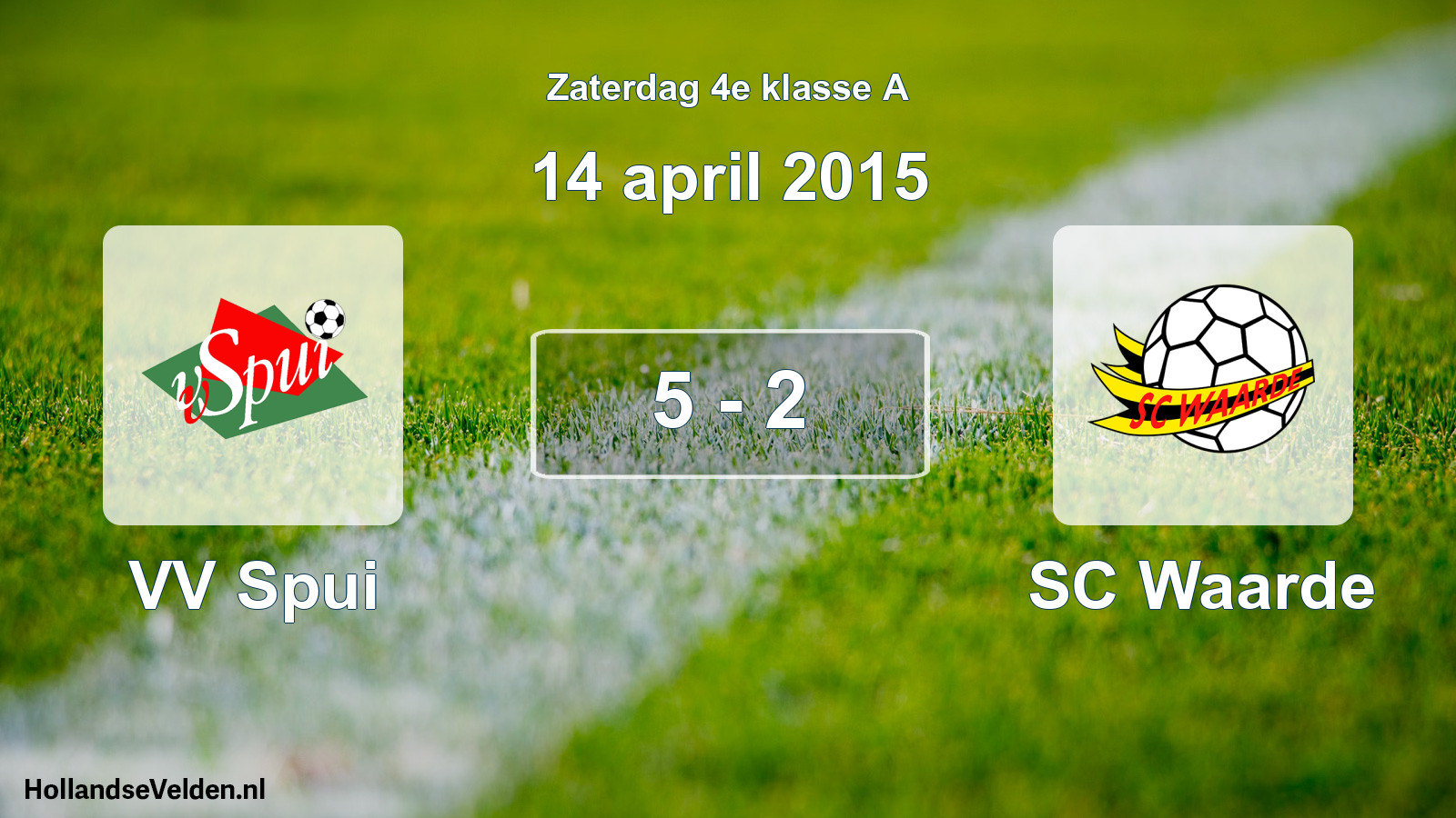 Total number of matches played: VV Spui - SC Waarde 5 - 2 (14 April 2015)