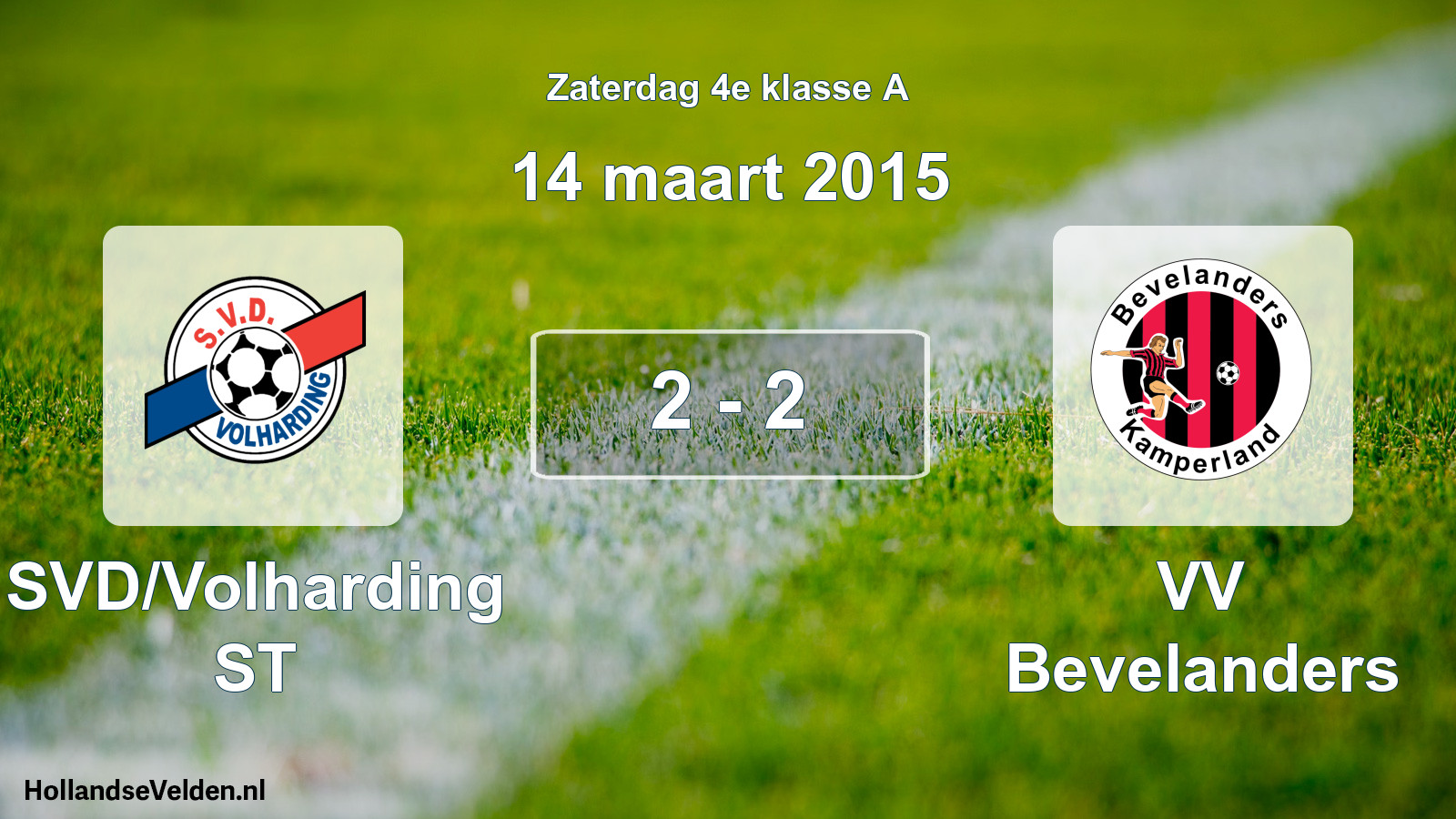 Total number of matches played: SVD/Volharding ST - VV Bevelanders 2 - 2 (14 March 2015)
