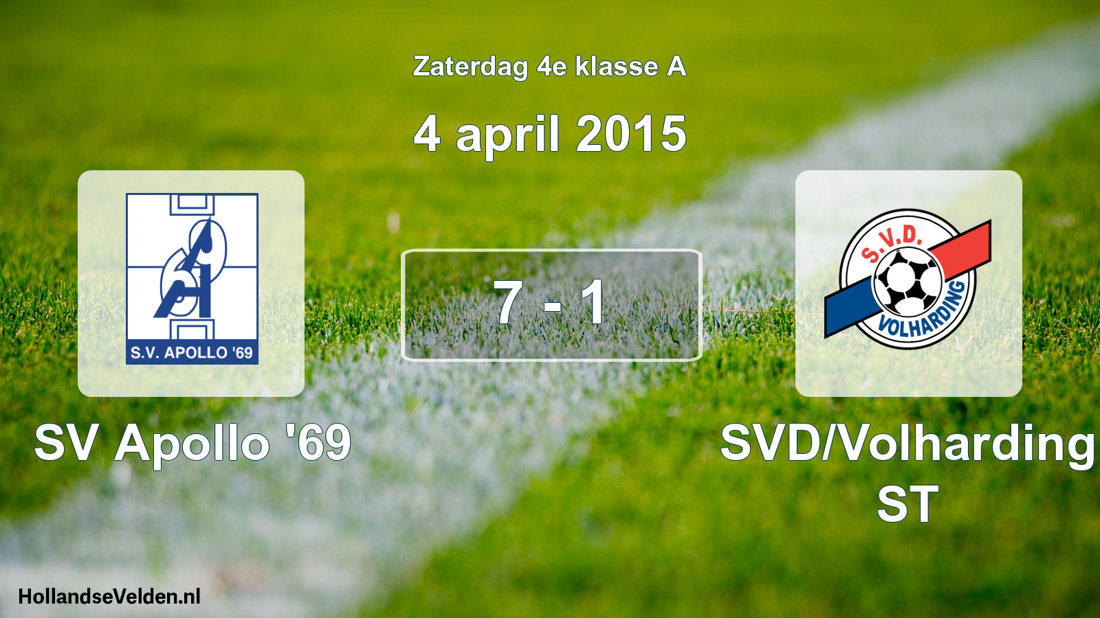 Total number of matches played: SV Apollo '69 - SVD/Volharding ST 7 - 1 (4 April 2015)