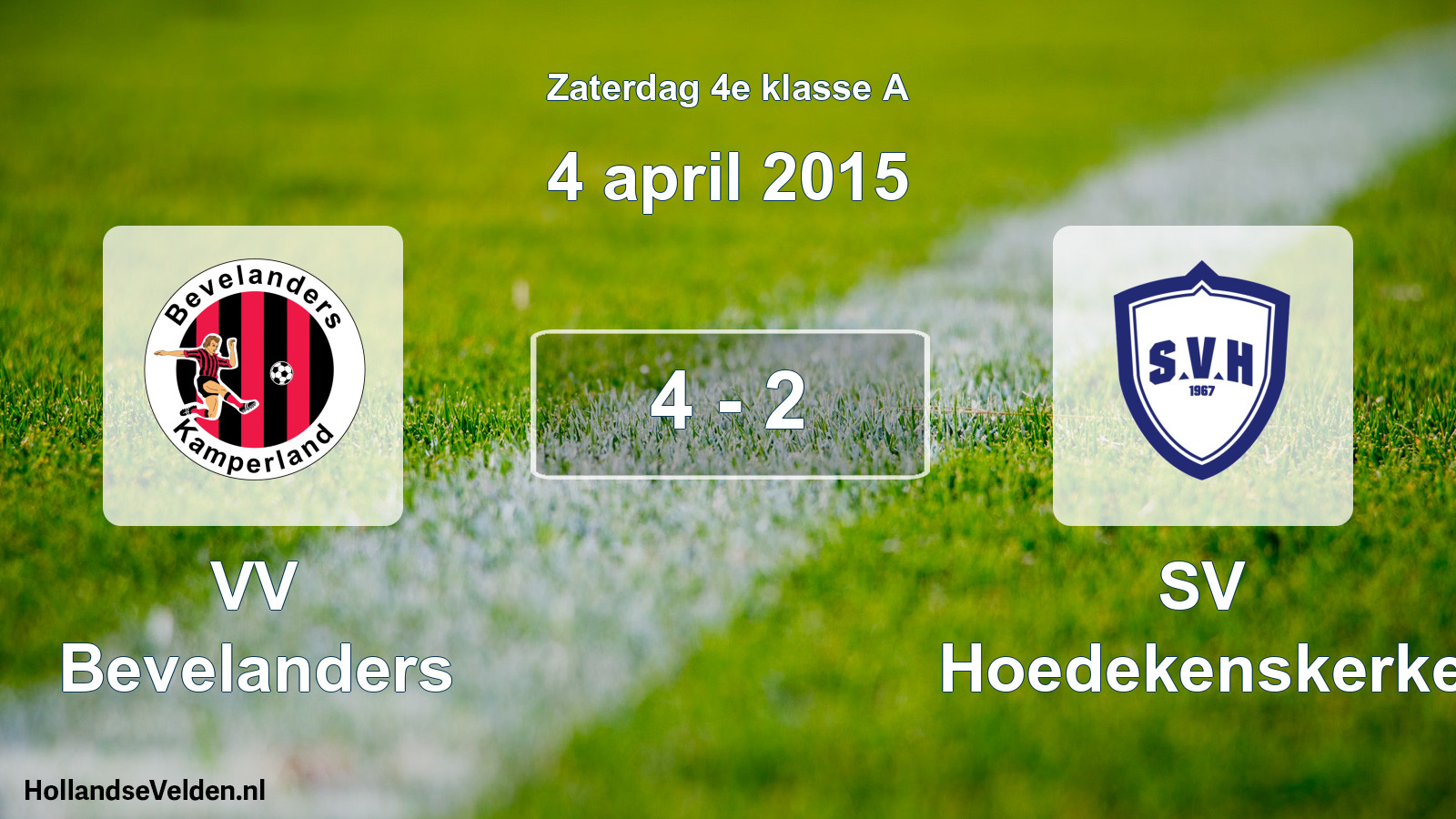 Total number of matches played: VV Bevelanders - SV Hoedekenskerke 4 - 2 (4 April 2015)