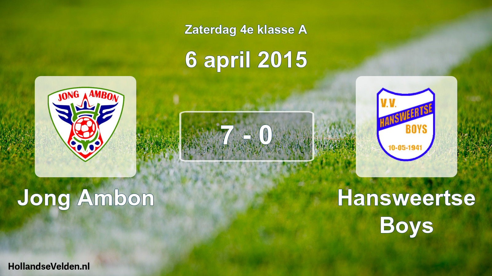 Total number of matches played: Jong Ambon - Hansweertse Boys 7 - 0 (6 April 2015)