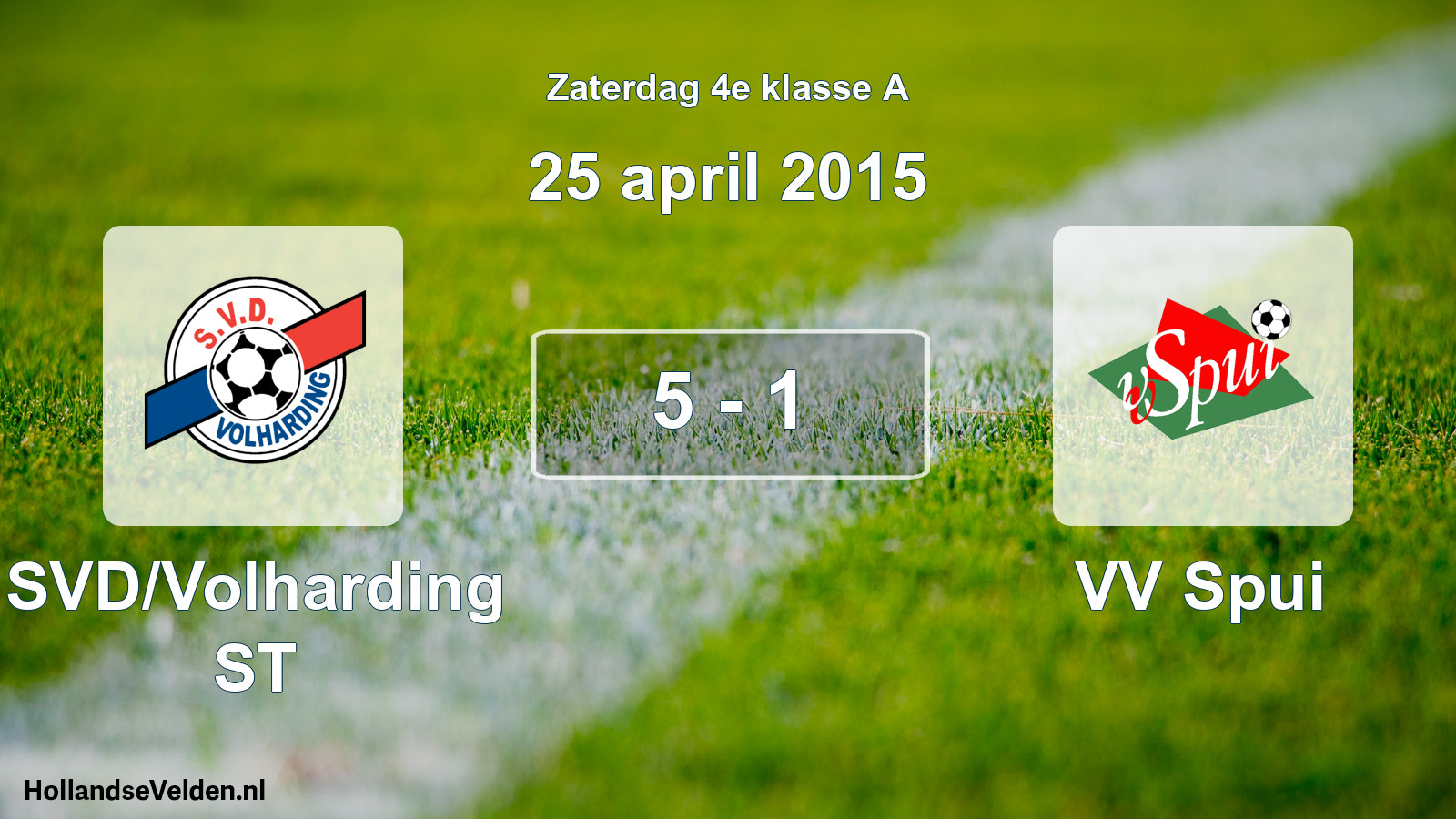 Total number of matches played: SVD/Volharding ST - VV Spui 5 - 1 (25 April 2015)